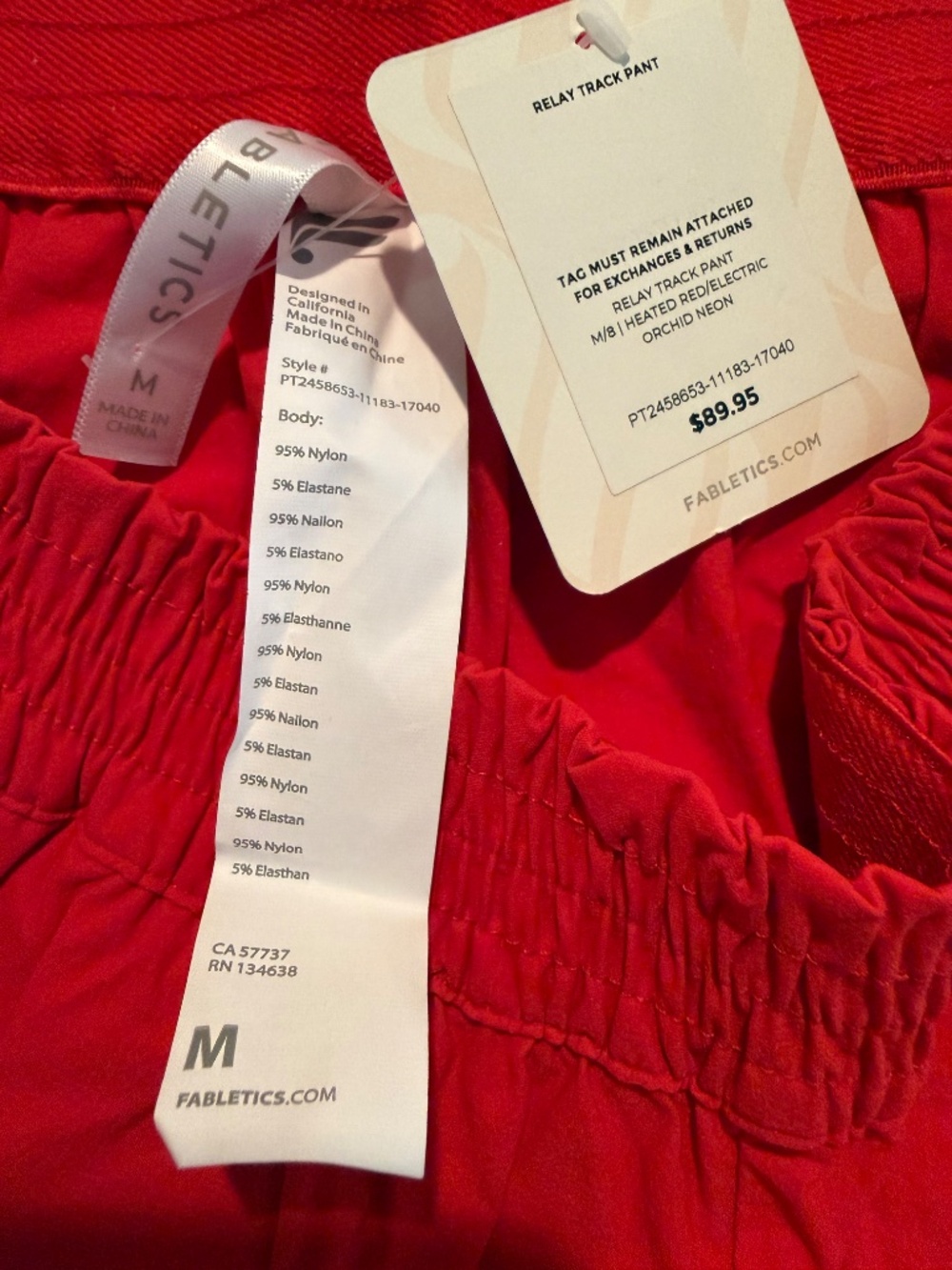 NWT Fabletics Relay Track Jogger Pants Red Size M Zip Ankle MSRP $89.95 - Picture 13 of 16